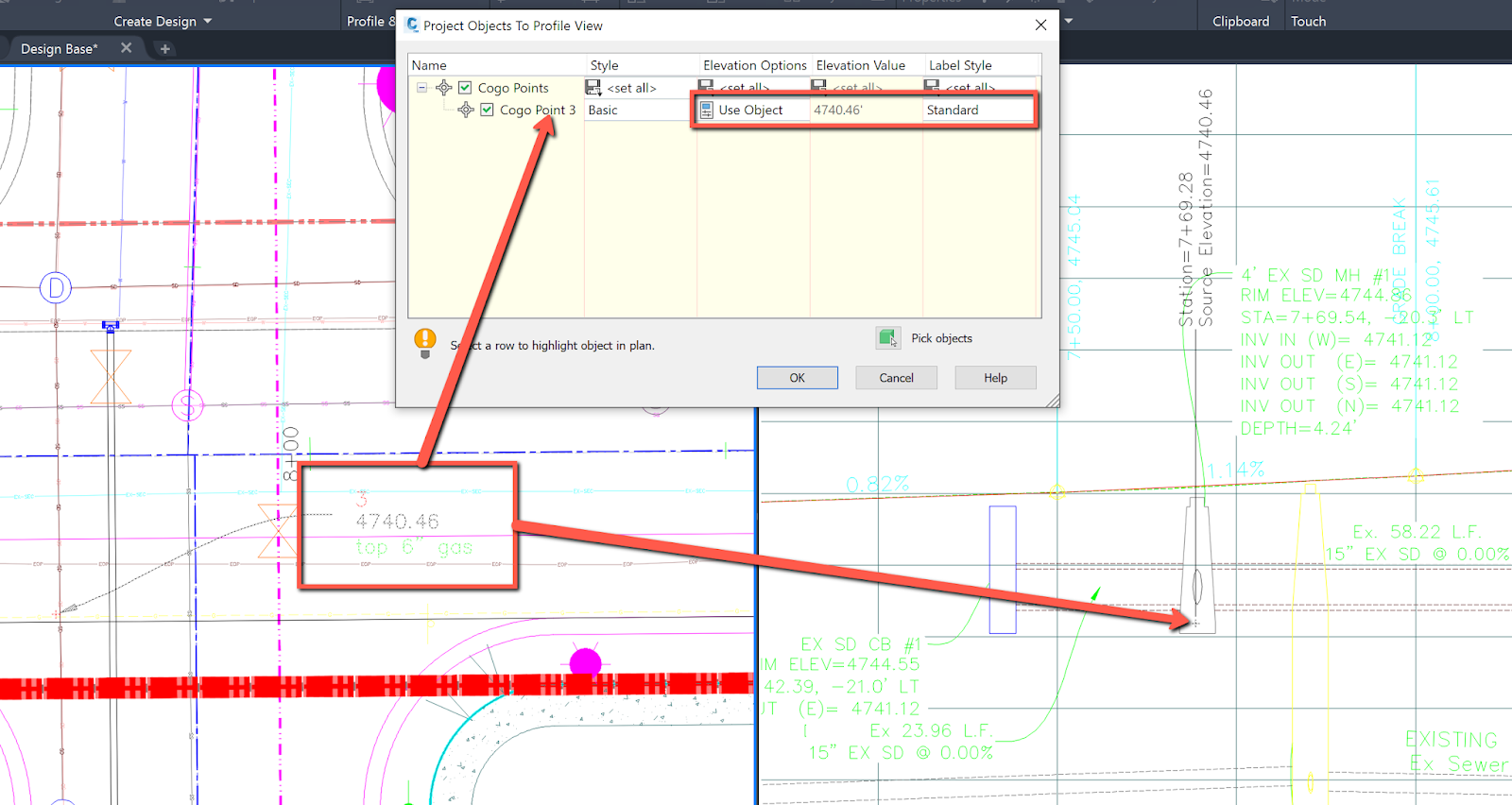 Projecting Objects to Profile (Or Section) Views | Autodesk Civil 3D 2021 - Survey Tools