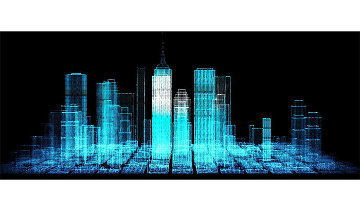 Cityscape with skyscrapers and lights at night, showcasing modern architectural projects and BIM software integration.