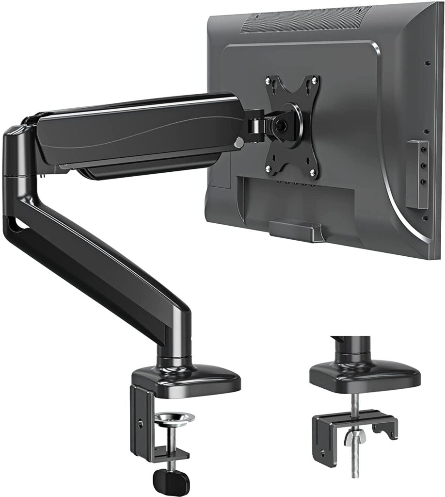 Single monitors mounted on wall with single LCD Monitor Arm bracket.