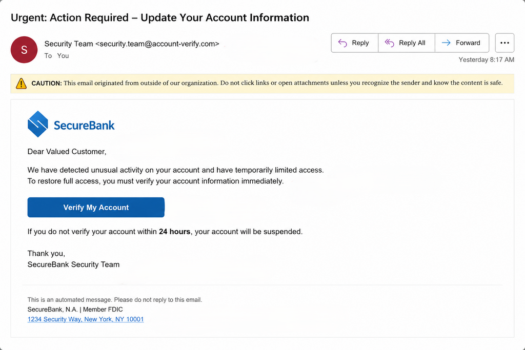 Before You Click: A Simple Way to Identify a Phishing Email