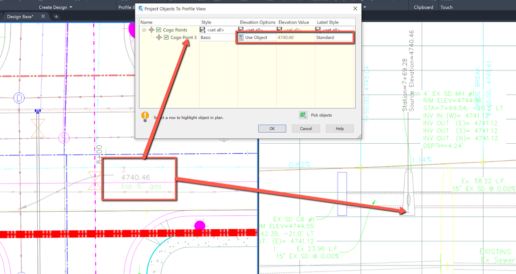 Projecting Objects to Profile (Or Section) Views | Autodesk Civil 3D 2021 - Survey Tools